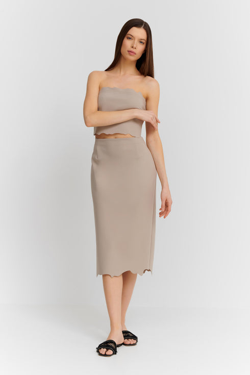 Shan Billy Scalloped Pencil Skirt